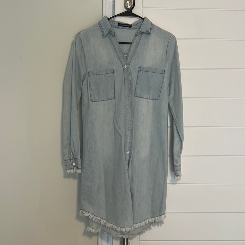 Denim dress button up